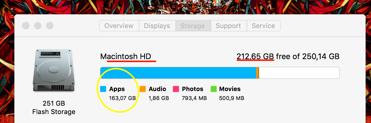 mac os система занимает много места